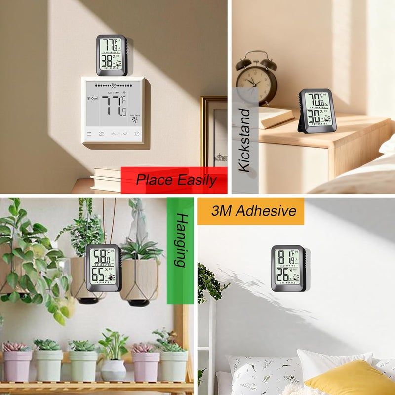 AyayaBoss 3 Pack Room Thermometer Indoor Hygrometer for Home, Digital Sensor Mini Humidity Gauge Meter, Temperature Humidity Monitor for Bedroom, Pet, Plant - Battery Included - Image 4